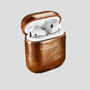 Brunt Airpodfodral i vaxat läder