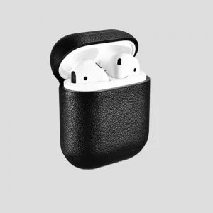 Svart läder Airpodfodral